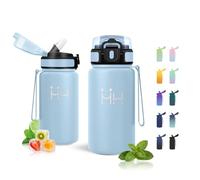 JAPORIA Gourde 500ml, Gourde avec Paille, sans BPA Inodore, Bouteille Étanche, Facile à Nettoyer, Réutilisable, Bouteille D'eau pour Camping, Randonnée, École, Outdoor
