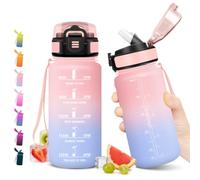 JAPORIA Gourde avec Paille 500ml, Gourde Reutilisable, Bouteille de Motivation, Bouteille d'eau Anti Fuite, pour l'École, Bureau, Vélo, Extérieur, Sport