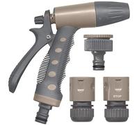 JARDIBRIC 4961 - Pistolet d'Arrosage - Jet Réglable - avec Raccords en 15" - pour Arroser Votre Jardin, Taupe