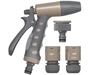 JARDIBRIC 4961 - Pistolet d'Arrosage - Jet Réglable - avec Raccords en 15" - pour Arroser Votre Jardin, Taupe