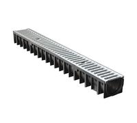 Jardibric - Caniveau 1 m A15 100 mm avec Grille Acier Galvanisée - Drainage Extérieur Polypropylène