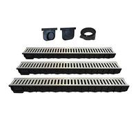 Jardibric - Caniveau Drainage A15 3 m - 3x1 m - Grille Acier Galvanisé | Créez 3 m de drainage pour collecter et évacuer efficacement les eaux de pluie de vos extérieurs.