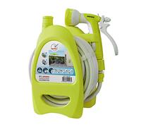 Jardibric - Dévidoir d’Arrosage Portable avec Tuyau Ø10 mm x 10 m - Pistolet 7 Jets, Nez de Robinet et Raccords Inclus