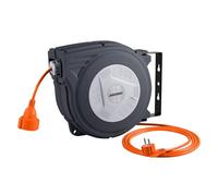 Jardibric - Dévidoir Électrique Mural 25 m - 3200W - Câble 3G1.5 mm² - 230V - Rallonge 2 m