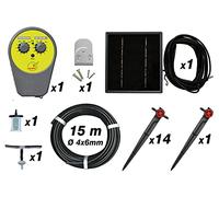 Kit d'arrosage solaire programmable - 15m de tuyau Ø4x6mm - 15 goutteurs automatiques - Pompe solaire autonome
