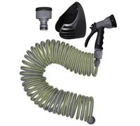Jardibric - Tuyau d’Arrosage Serpentin Ø 10 mm avec Support et Pistolet - Arrosage Mobile Jardin