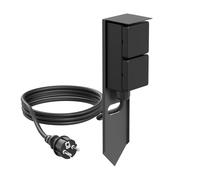 ledscom.de Jardin Colonne de Prises PIWI avec Piquet de Terre et 2m de câble pour l'extérieur, IP44, 2X, Anthracite