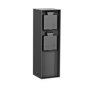 ledscom.de Garten Colonne de Prises POKU pour l'extérieur, IP44, 2X, Plastique, Anthracite, rectangulaire, 23 cm