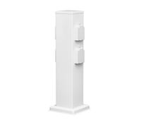 ledscom.de Garten Colonne de Prises de Courant Polly pour l'extérieur, IP44, 4X, Acier Inoxydable, Blanc, carré, 40 cm