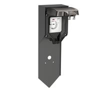 ledscom.de Garten Colonne de Prises POXO avec Piquet de Terre pour l'extérieur, IP65, 1x, Acier Inoxydable, Anthracite/Noir, carré, 40 cm