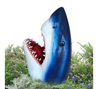 Jardin de décorations de requin, Décoration de tête de requin flottante fantaisie Sculptures et statues de jardin, Statue de pour cour de patio intérieur extérieur, art de cour de décor de requ