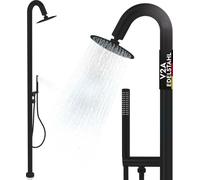Jardin Douche V2A acier inoxydable 2 raccords eau chaude + eau froide Douche de pluie Douche à main Douche extérieure