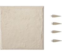 Jardin - Kit de dalles de chemin 16 pièces - Dimensions 39,5 x 39,5 cm - Résine plastique (PC) - Aspect pierre - Avec piquets - Pour pelouse et terrasse - Beige