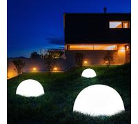 Lampe solaire hémisphère boule lumineuse solaire extérieur décoration jardin hémisphère, blanc, ampoules LED, D 20 cm, lot de 3