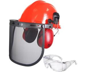 JARDIN PRATIQUE Casque forestier à visière grillagée - Anti bruit 25 dB + une paire de lunettes