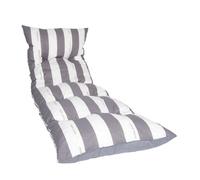 Jardin Privé Coussin réversible pour bain de soleil Flocons 100% coton gris et blanc avec motifs rayures, garni mousse, fabriqué en France - 188x56x12 cm