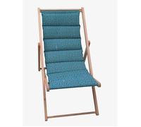 JARDIN PRIVE Chilienne matelassée Douala - Toile amovible - Structure en bois - Bleu canard