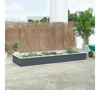Jardin surélevé Albrandswaard, potager, 258 x 90 x 30 cm. Jardin en métal rectangulaire, anthracite, avec gants. Bac de plantation pour jardin, idéal pour les légumes et les herbes aromatiques