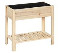Jardin surélevé - Bac de plantation avec étagère - En bois de sapin - Pour fleurs et herbes aromatiques - 80 x 40 x 75 cm - Couleur bois