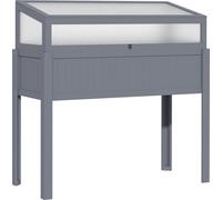 Jardin surélevé Outsunny en bois avec serre à herbes aromatiques en polycarbonate gris