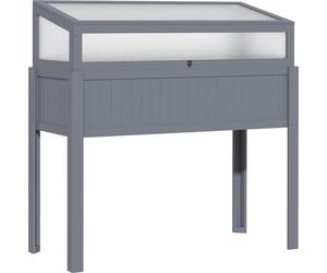 Jardin surélevé Outsunny en bois avec serre à herbes aromatiques en polycarbonate gris