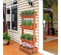 Jardin vertical Famanu à 4 niveaux - Étagère à pots de fleurs avec échelle amovible - Plateaux réglables - 65 x 140 cm - Bois
