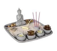 Atmosphera Jardin zen Bouddha sur un plateau avec bougies, encens et décoration