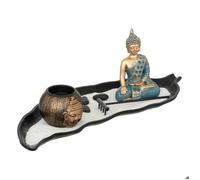 Atmosphera Jardin zen déco 'Shamy' – Statue Bouddha 37 cm Bleu