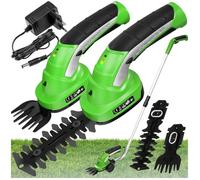 tectake® Taille-haie batterie 2 lames manche télescopique chargeur 7,2V Lithium‑Ion