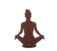 Jardinex Statue de Femme Yoga Métal Rouillé : Déco Zen - Rouille