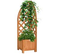 Jardinier en bois - Avec support d'angle - Orifice de drainage - Résistant aux intempéries - Bois de sapin - Marron - 32 x 32 cm