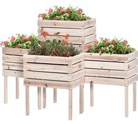 Jardinier en bois - Jardinières carrées - Permet de jardiner sans se pencher - Fabriqué en bois de pin naturel - Dimensions : 50 x 30 x 60 cm - Aspect naturel