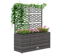 Jardinier surélevé avec treillis grimpant - 33 litres - Résine synthétique - 84 x 30 x 107 cm - Gris clair