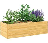 Jardinier vertical en bois - 3 compartiments de plantation - Inclut une bâche de protection pour les plantes - Dimensions : 140 x 60 x 40 cm - Finition naturelle