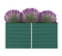 vidaXL Lit surélevé 160 x 80 x 77 cm Acier galvanisé Vert