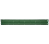 Jardinière - 332 x 40 x 36 cm - Vert - Bac à fleurs ovale - Acier blindé - Jardinière surélevée - Revêtement par poudrage résistant à la corrosion - Avec supports de renfort intégrés - Pour grands jar