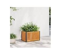 vidaXL Jardinière 45x30x27,5 cm Bois massif d'acacia et acier pour extérieur, bac à fleurs