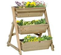 Jardinière à étages - Étagère à plantes à 3 niveaux - Bois - Avec insert en non-tissé - Jardin vertical - Dimensions 71 × 61 × 77 cm