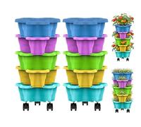 Jardinière À Fraises Empilable, 2Pièces Jardinière Verticale À 5 Niveaux, Tour De Culture À Fraises À Plusieurs Niveaux Peu Encombrante, Pots De Culture De Légumes Avec Protection UV Pour Le Jardin
