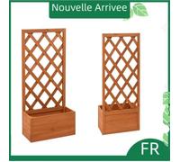 Jardinière à treillis de jardin - ORANGE - Bois de sapin - Rectangulaire - 50x25x90cm