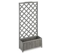 Jardinière à treillis Relaxdays avec treillis, résistante aux intempéries, en bois, pour balcon, jardin, roses, vigne, pot de 35 L, support de 150 cm, gris