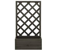 Jardinière à treillis - VIDAXL - 50x25x90 cm - Bois de sapin - Couleur gris - Usage extérieur