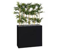 Jardinière artificielle haute sur roulettes - Composition florale en bambou - Noir