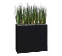 Jardinière artificielle haute sur roulettes - Composition florale en herbes - Noir