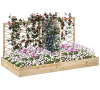Jardinière avec 3 treillis modulaires - Plate-bande surélevée - Pot de fleurs en bois pour l'extérieur - Idéal pour le balcon