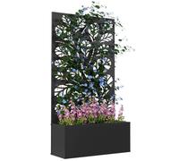 Jardinière avec brise-vue paravent treillis - Outsunny - bac à Fleurs - dim. 61L x 23l x 113H cm