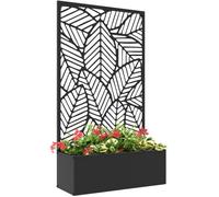 Jardinière avec brise-vue paravent treillis pour Plante Grimpante, bac à Fleurs - dim. 61L x 23l x 113H cm