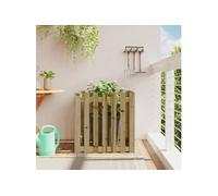 vidaXL Jardinière avec Design de Clôture, Bac à Fleurs, Pot de Plantes, Boîte à Fleurs Jardin Patio Terrasse, Marron 70x70x70 cm Bois de Pin Imprégné
