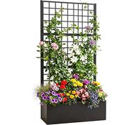 Jardinière avec écran de protection, bac de plantation avec treillis, jardinière en métal, bac de plantation surélevé avec treillis, support de plantes pour balcon, jardin, terrasse (noir, 90x40x180,5