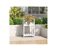 vidaXL Bac à plantes avec étagère Blanc 54x34,5x81 cm Pin massif